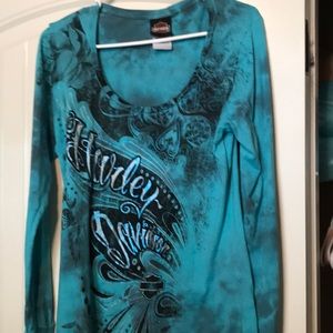 Harley Davidson turquoise top